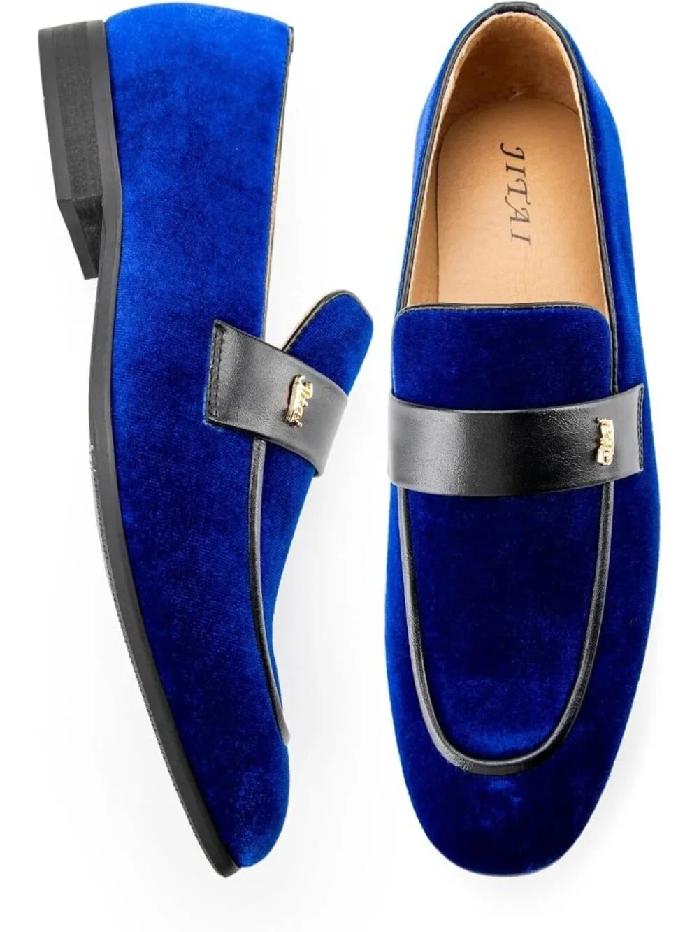 Men's Blue Velvet Luxury Loafers Slip On Party Fashion Pull On Dress Shoes